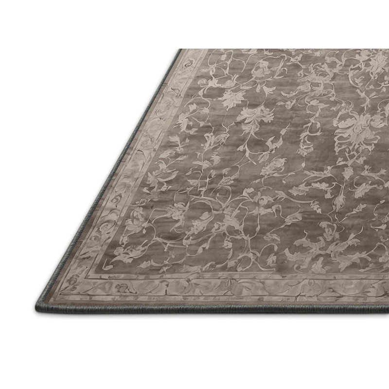 Tapis gris soyeux et moelleux, Rectangle 7 pi x 9 pi