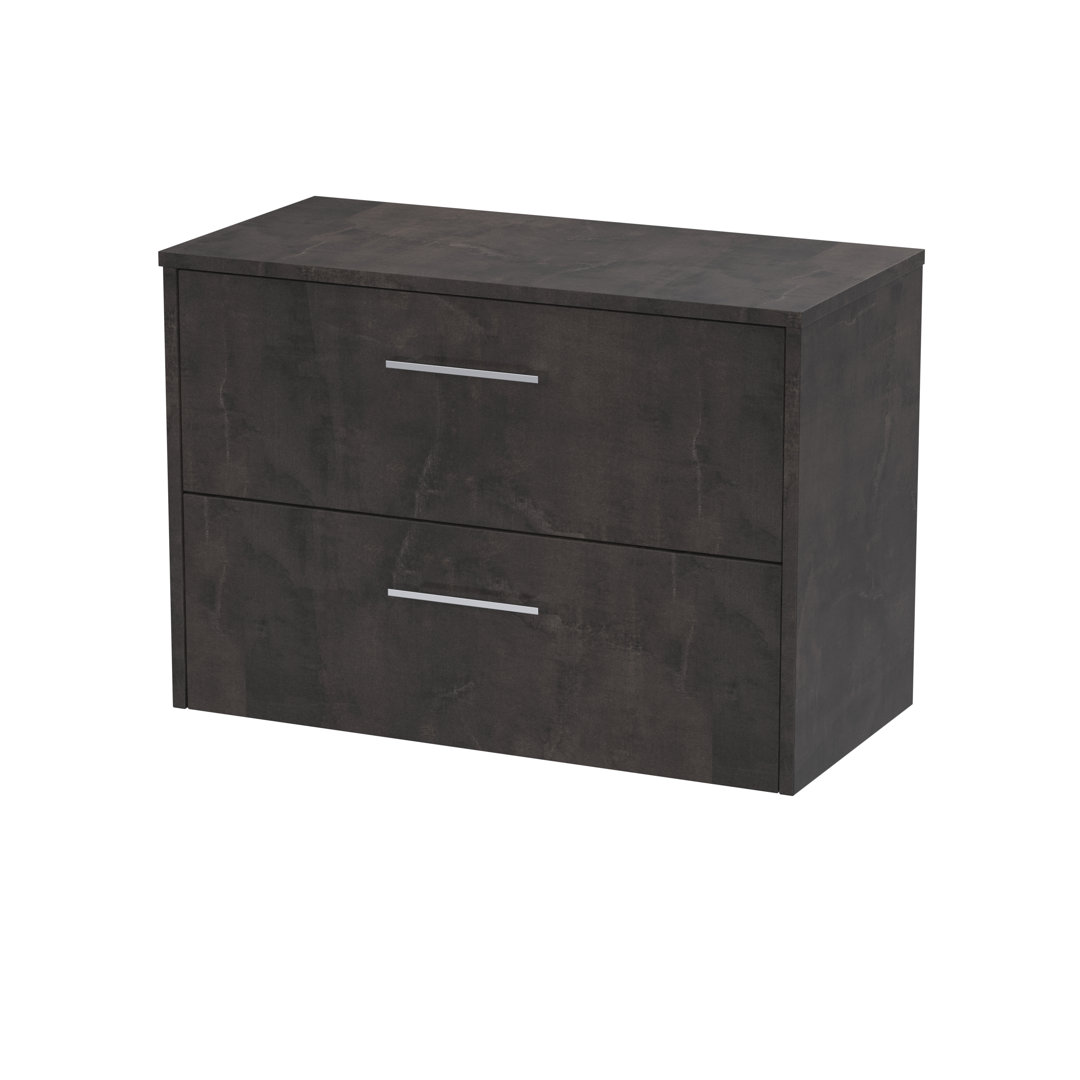 Hudson Reed Juno 800mm Wall Hung Vanity Unit - 2 Drawer - Metallic Slate Grey - Image 3