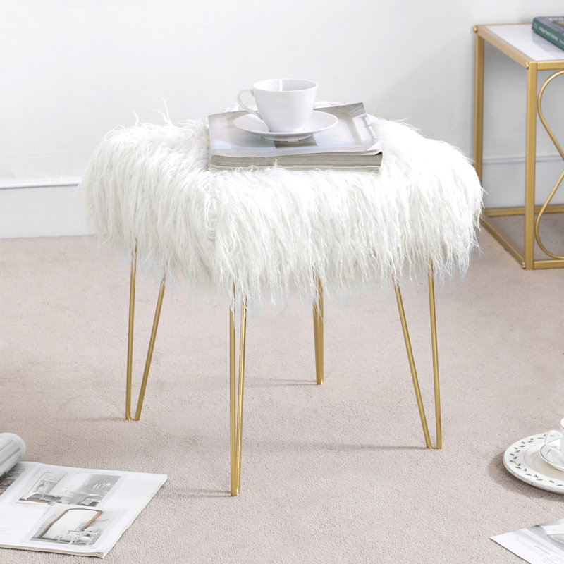 Repose-pieds large 16,3 po, White Faux Fur