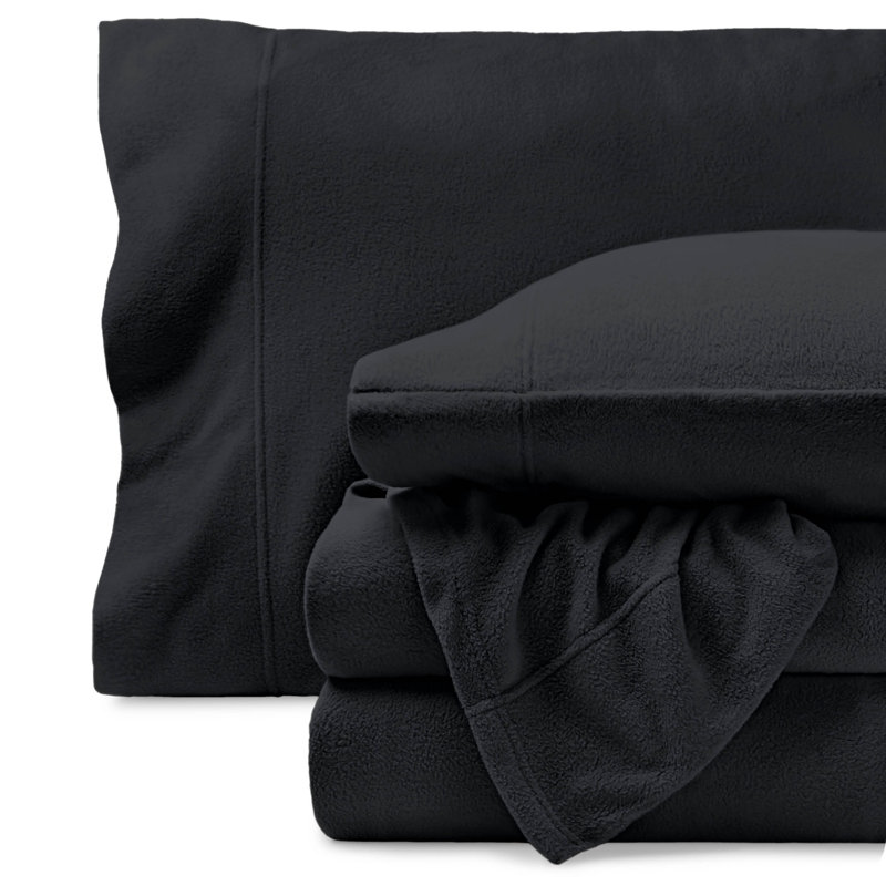 Premium Ultra Soft Polar Fleece Sheet Set, King Sheet Set, Black