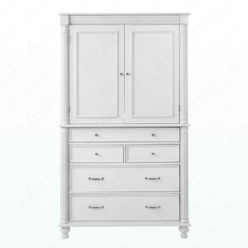 Freestanding High Kitchen Storage Pantry 43.3X20x77.3In - 5 Drawers + 8 Total Shelves, White