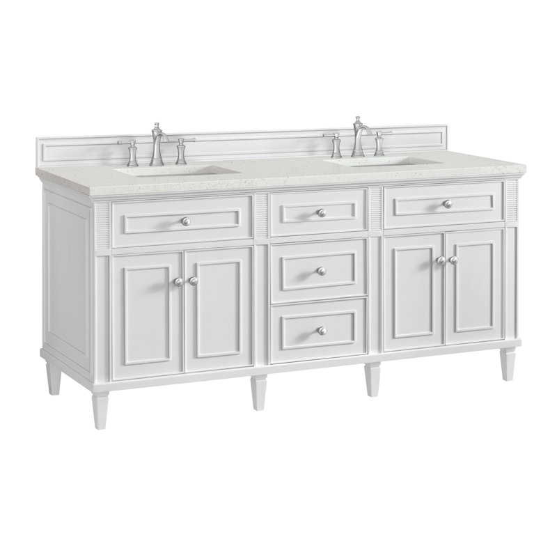 Lorelai 72'' W Double Vanity, Lime Delight Silestone, Bright White, 8" Widespread