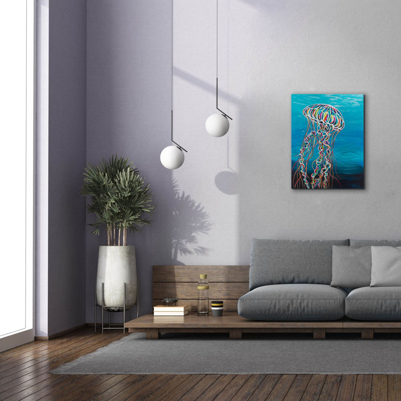 «Colorful Jellyfish» par Carolee Vitaletti, art mural sur toile, H 34 po x l 26 po x P 1,5 po