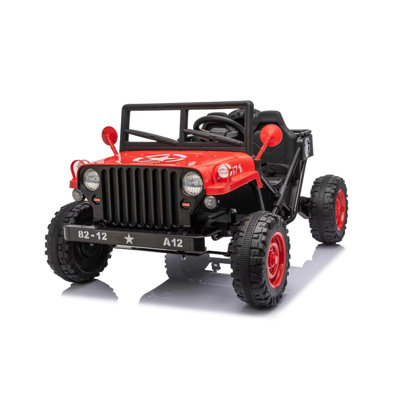 36V Military Style Off-Road Jeep Kids Ride-On Toy Car, Rugged 4-Wheel Outdoor Vehicle With Oversized Tires, Realistic Army Design