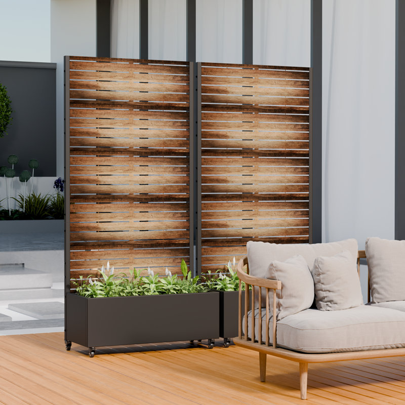 72 x 35 in. Iron Planter Box with Trellis, 72" H x 35" W x 16" D, Brown