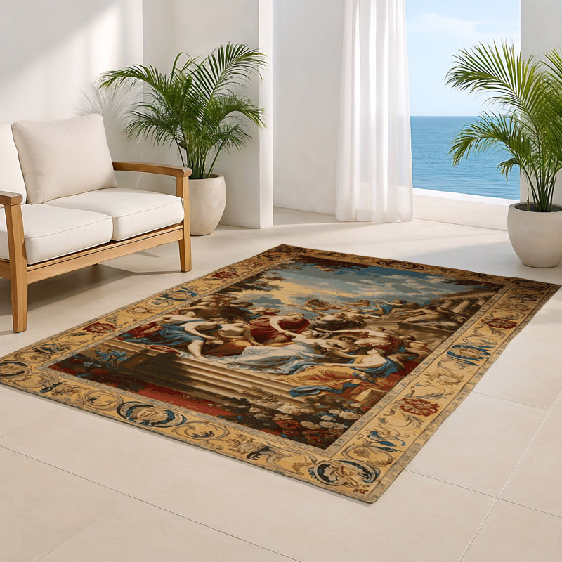 French Brown Indoor and Outdoor Area Rug, Rectangle 2' x 3'