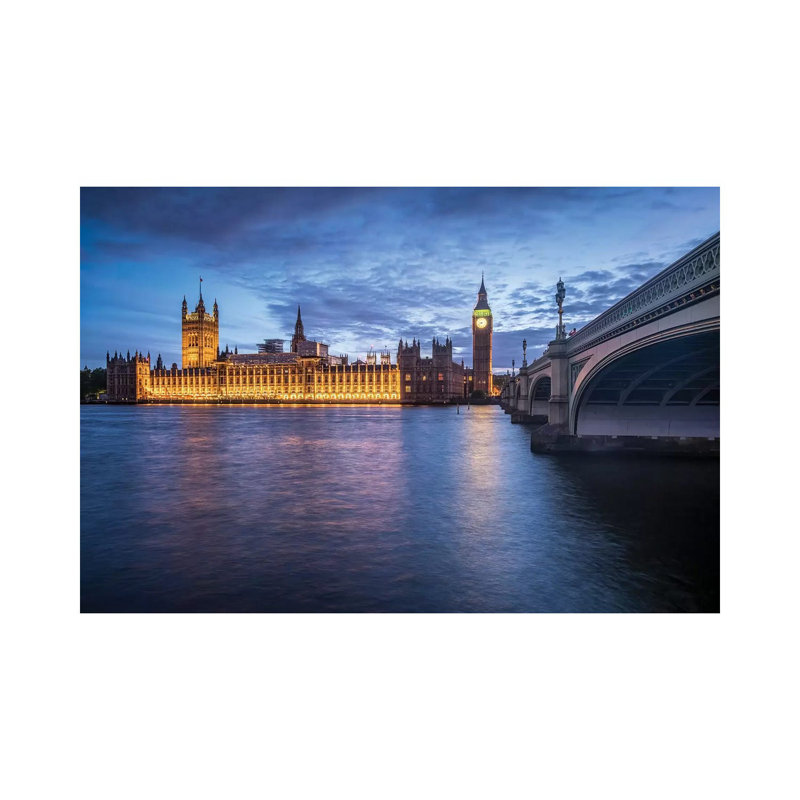 Palace Of Westminster And Big Ben Along The The River Thames by Jan Becke - Wrapped Canvas Gallery-Wrapped Canvas Giclée