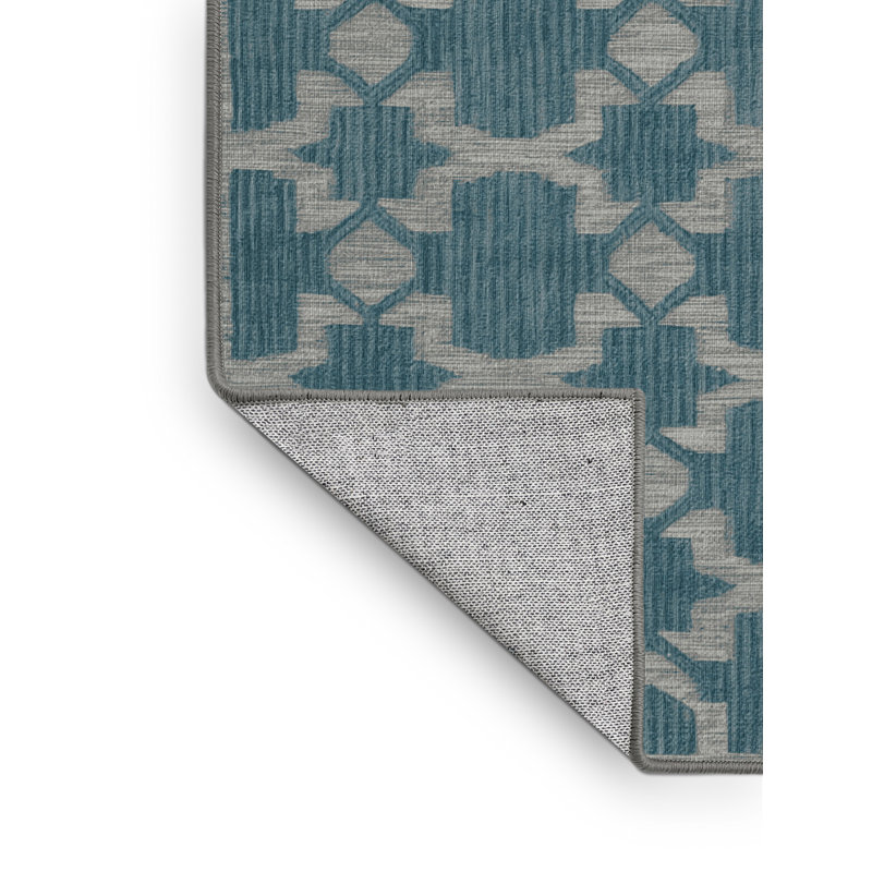 Machine Washable Trellis Gray Area Rug, Round 4'
