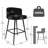 27.2" Upholstered Bar & Counter Stool with Back, 360° Swivel Modren Stools, Black Boucle-1280228071