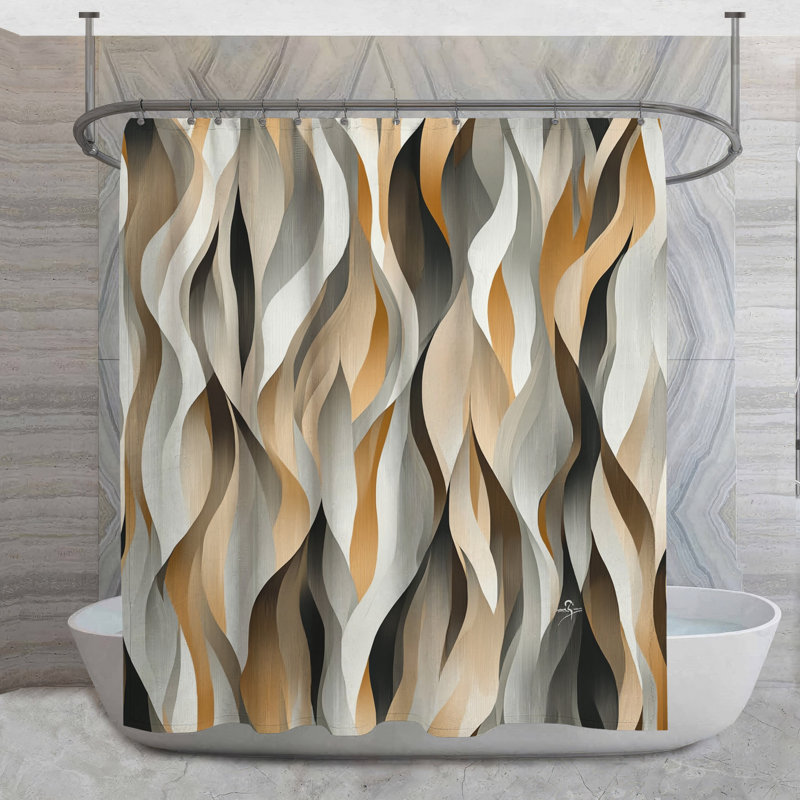 Rideau de douche Abstract Flames - Motif décoratif de salle de bain éclectique, H 73 po x l 70 po