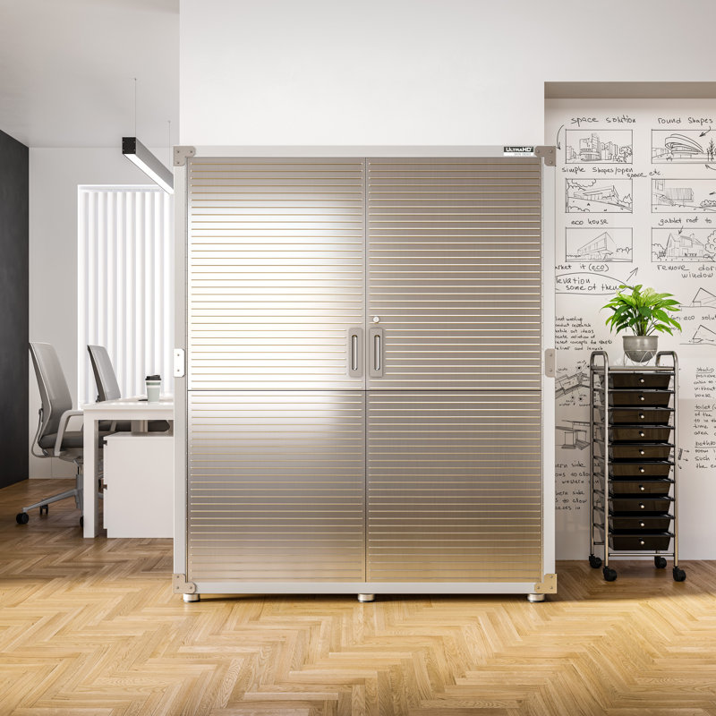 Granite Gray Lockable Steel Storage Cabinet with Adjustable Shelves