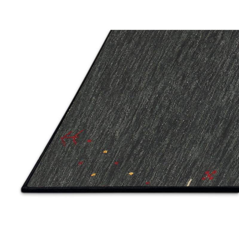 Tapis gris/zone noire contemporaine, Rectangle 2 pi x 5 pi