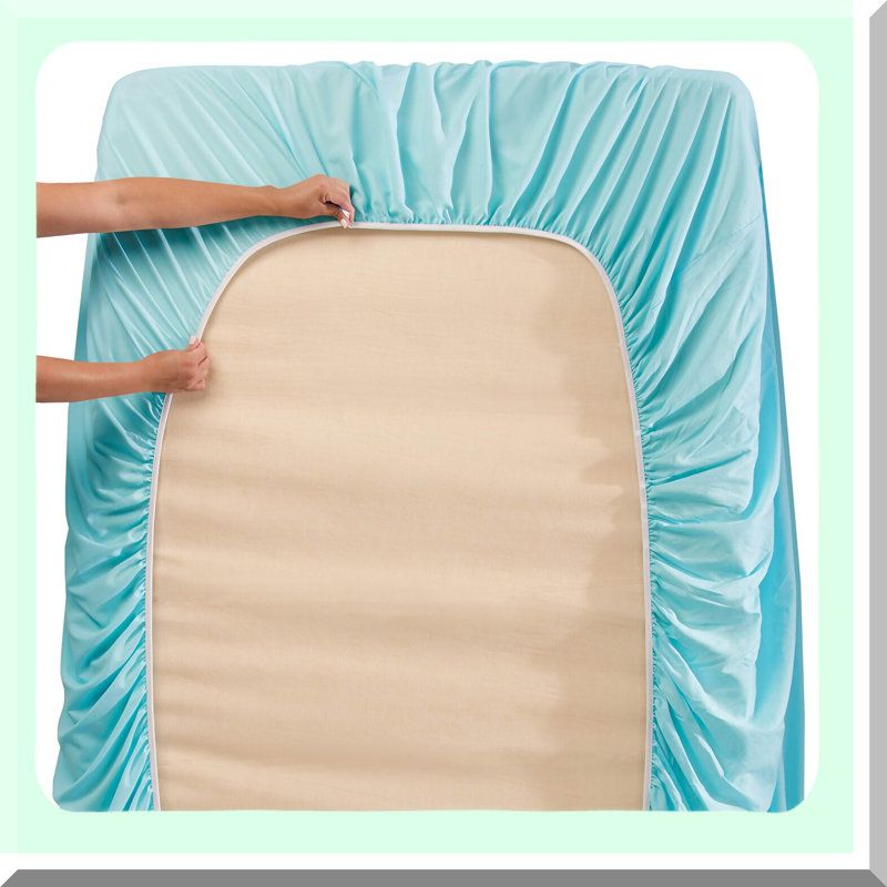 Luxury Split-Top Bedding Set - Aqua Blue Soft Sheets & Pillowcases - Hotel Quality Flex Top Sheets for Head Split Beds - 6 Piece Super Soft Set