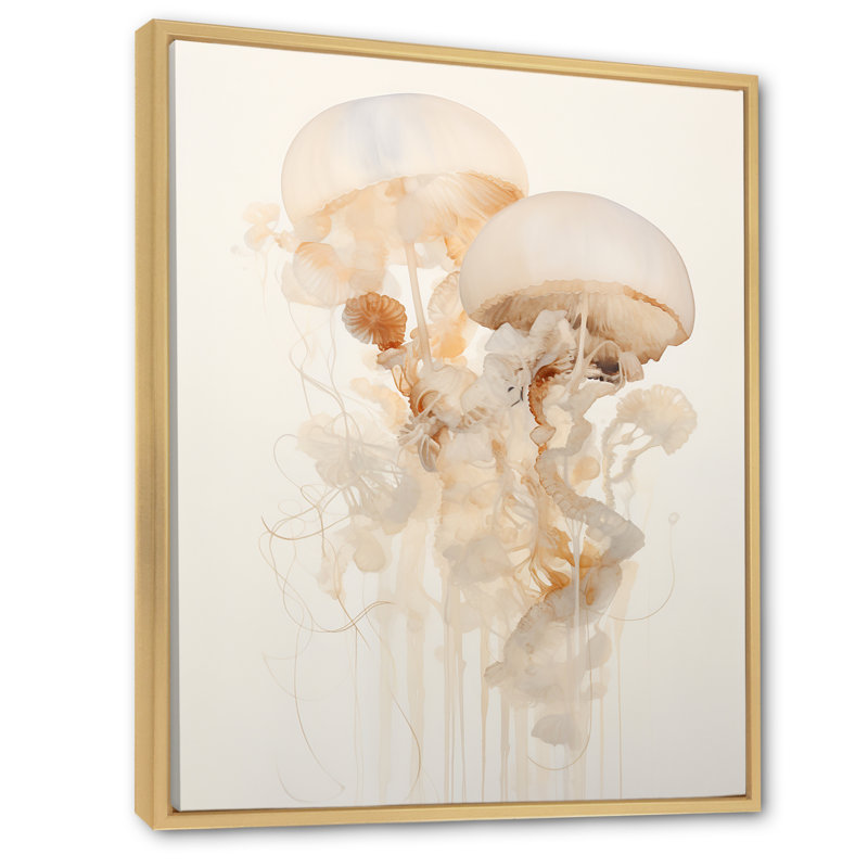 Minimalisme blanc méduse Dreams I sur impression sur toile, H 32 po x l 16 po x P 1 po, Cadre naturel flottant