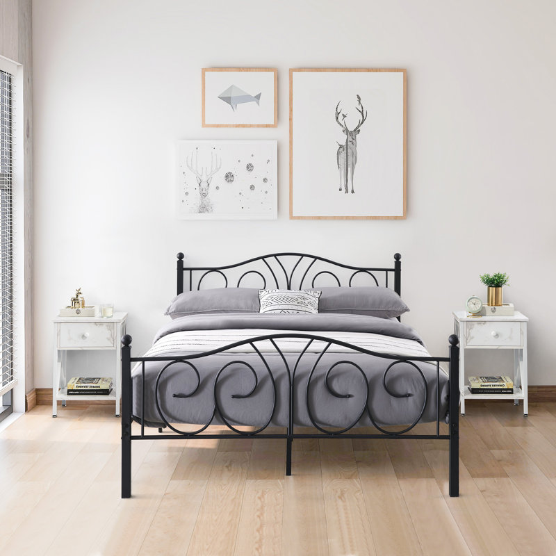 Alsa Steel Piece Bedroom Set, White, Queen