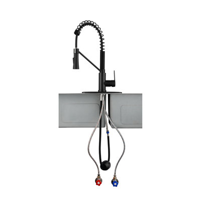 Robinet de cuisine noir mat à fixation sur le comptoir, acier inoxydable de 1,8 gal / min avec distributeur escamotable et savon pour évier utilitaire, robinet en métal rouillé, distributeur, surface facile à nettoyer