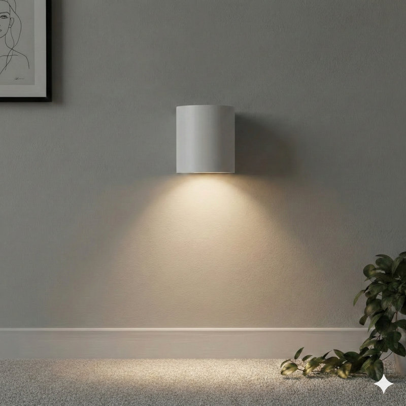 A Wall-Mounted Light Fixture With A Brushed Aluminum Finish And Integrated LED Illumination.