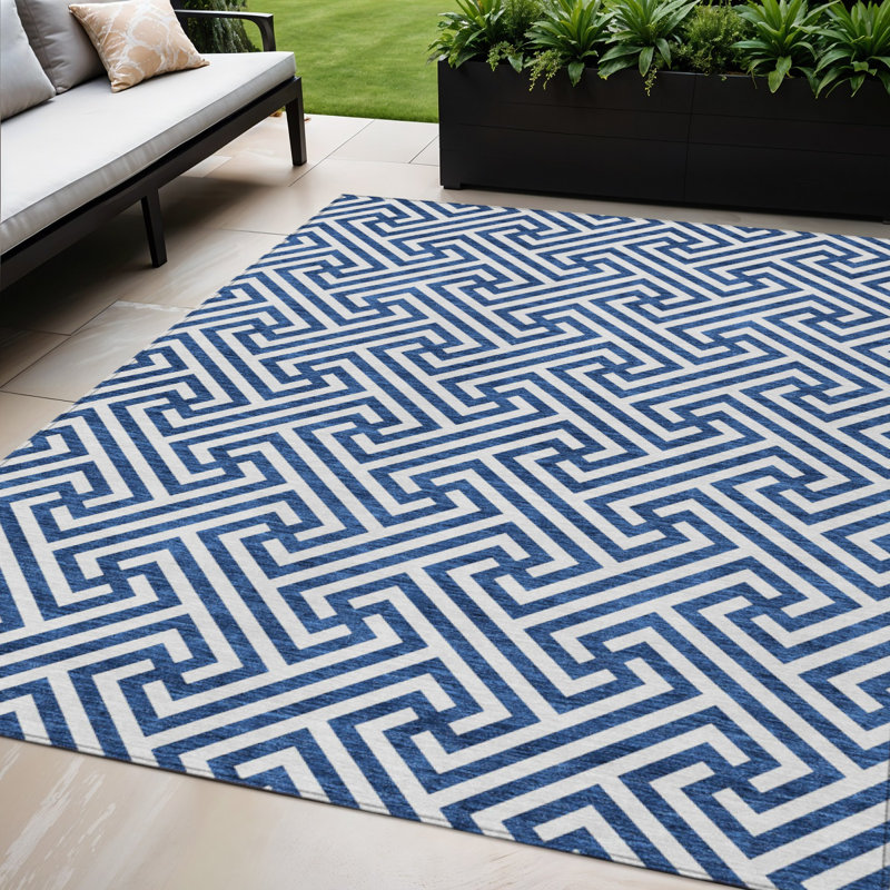 Tapis intérieur lavable à motif géométrique ivoire 5 pi x 8 pi
