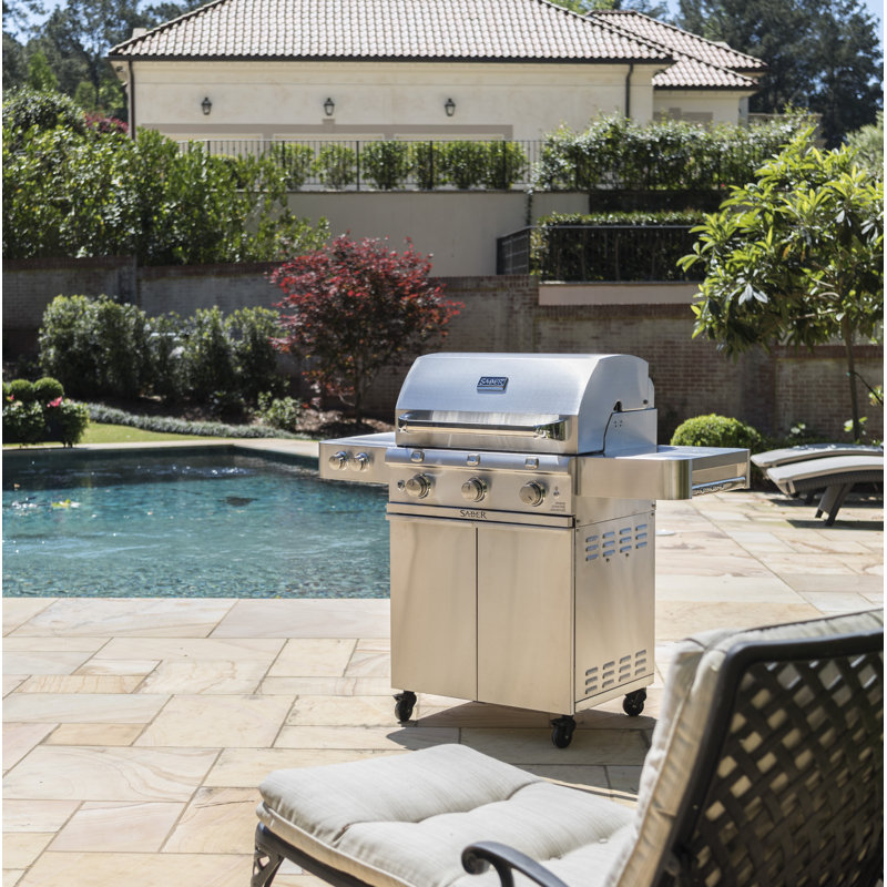 Saber 3-Burner Propane Gas Grill with Cabinet