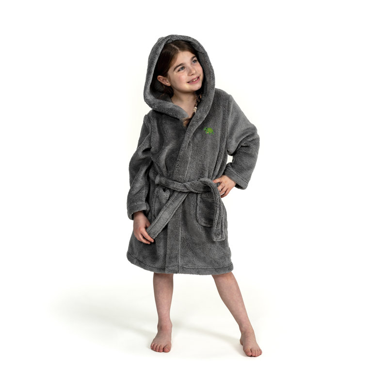  Peignoir en molleton mi-mollet avec poches et capuche, S, Gris