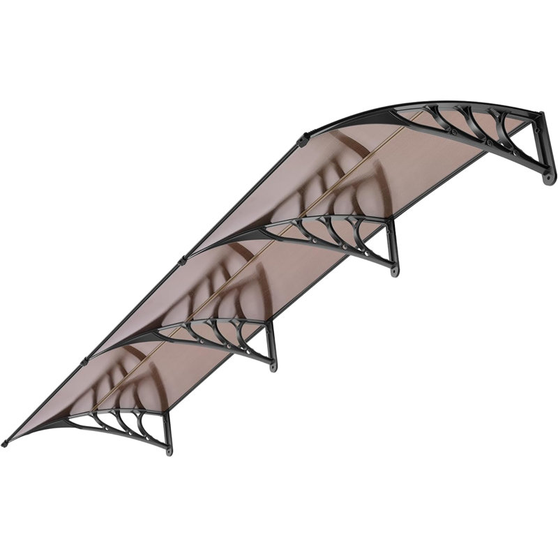 Polycarbonate Window Door Awning Spliced Canopy Bracket, Clear/Black, 11" H x 40" W x 48" D