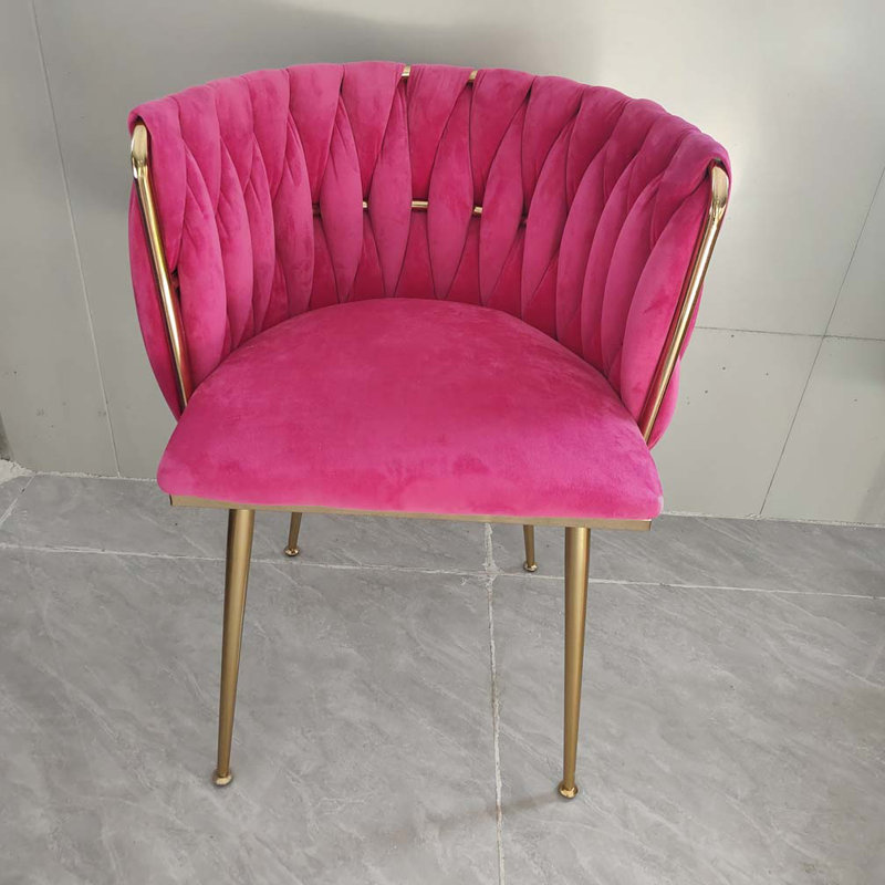 Velvet Upholstered Dining Chair, Rose Red