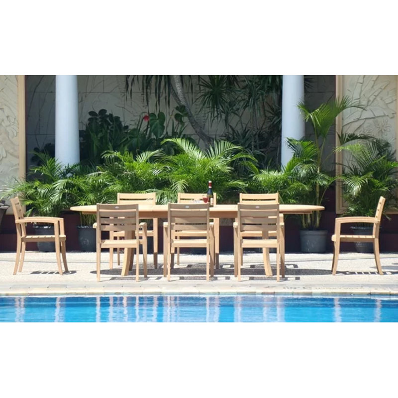 Ensemble repas 9 pièces teck luxueux Ora