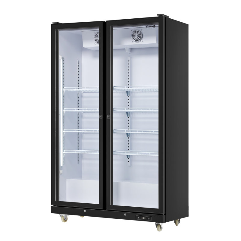 47 in. Commercial 2 Fully Glass Door Merchandiser Refrigerator, 30 Cu. Ft., ETL Listed in Black (KM-MDR-2FGD)