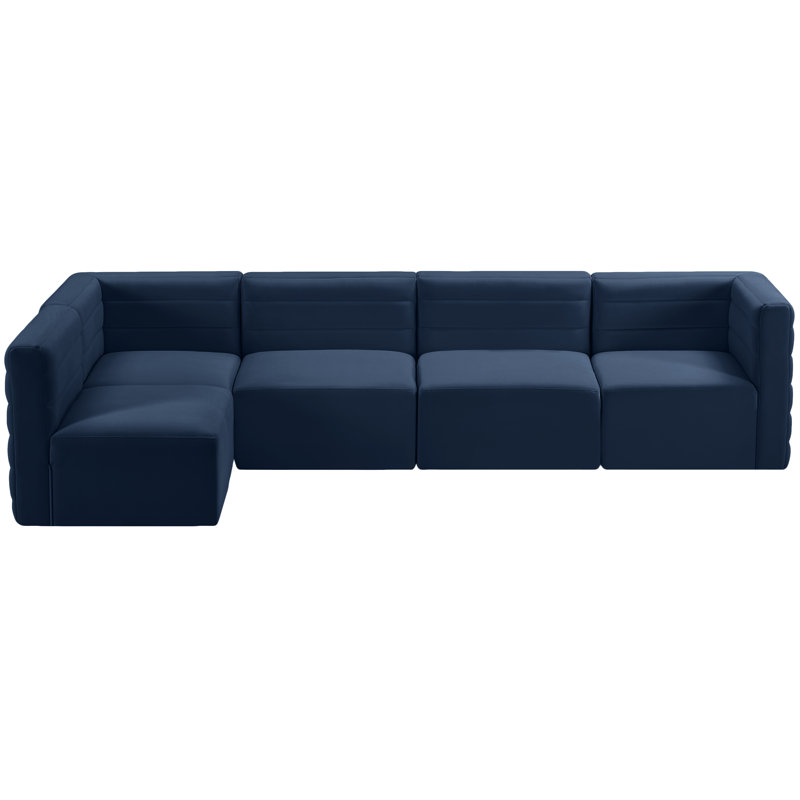 Enso Velvet L-Shaped Sectional Reversible, Navy Velvet