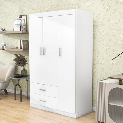 Borkovice Wooden 3-Door Armoire with 2 Drawers and Shelves by Latitude Run