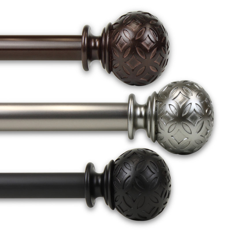 Tringle à rideaux simple Lebo, 66 po à 120 po, Nickel satiné