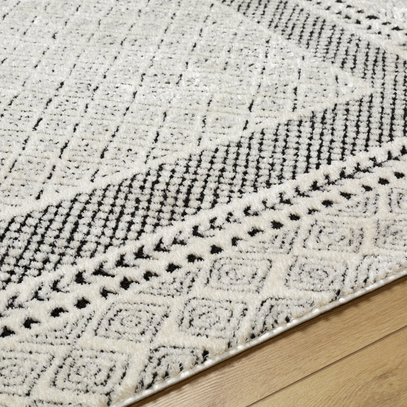 Tapis ivoire / noir Calvo, Rectangle 7 pi 10 po x 10 pi