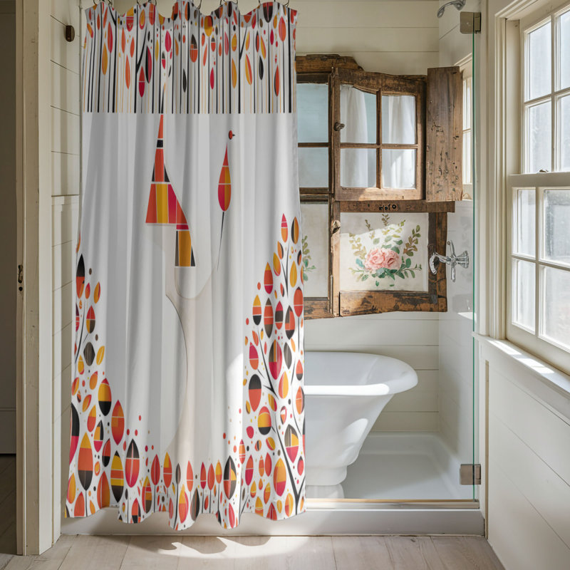 Panora Abstract Shower Curtain, 74"H x 71"W