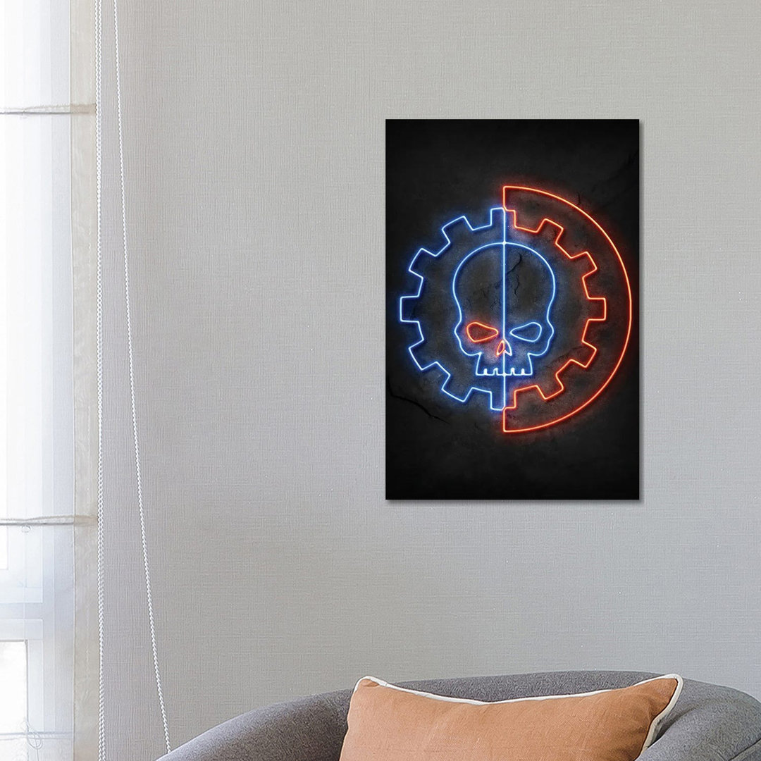 Skull Neon by Durro Art - Wrapped Canvas Print