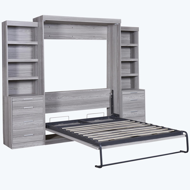 Ainash Murphy Bed with Drawers and Shelves, Full