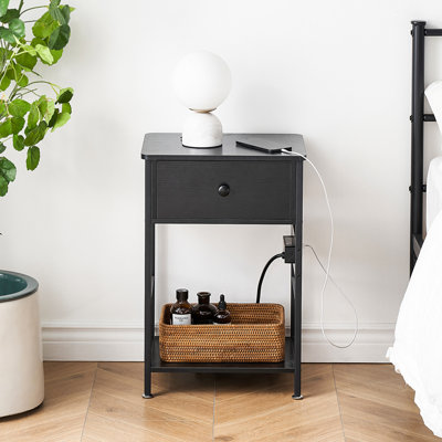 Abdul-Haseeb 11.8'' W Solid + Manufactured Wood,Steel Nightstand