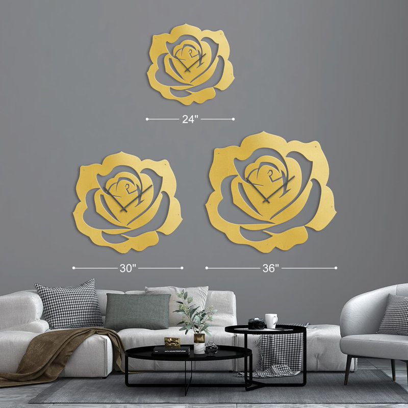 Metal Wall Clock, Gold, 30" W x 30" H