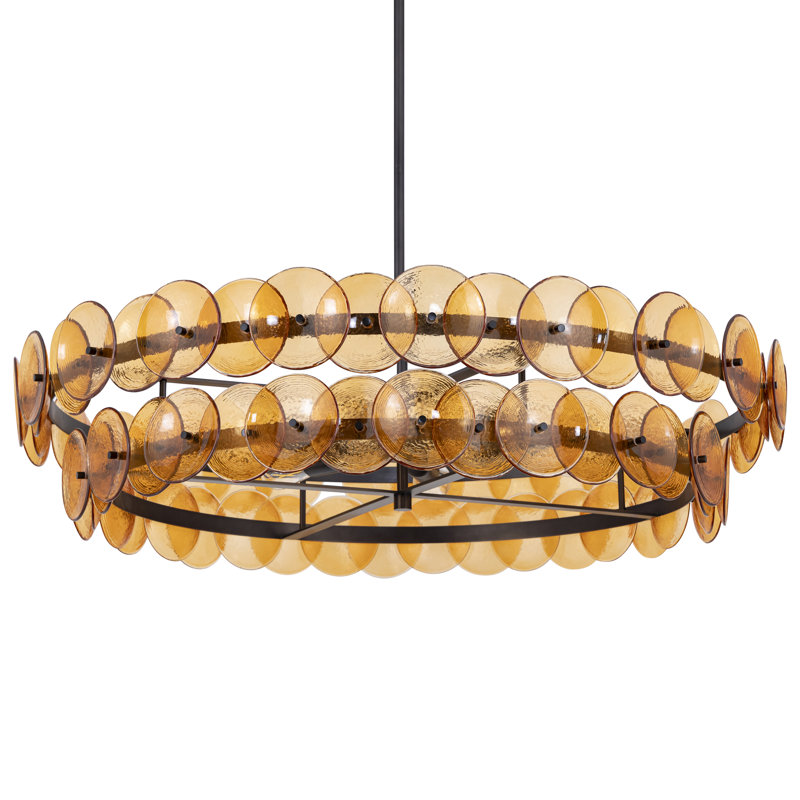 Loren-Multi-Tier Chandelier, Gunmetal/Amber