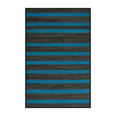 Machine Washable Horizontal Stripes Gray Area Rug