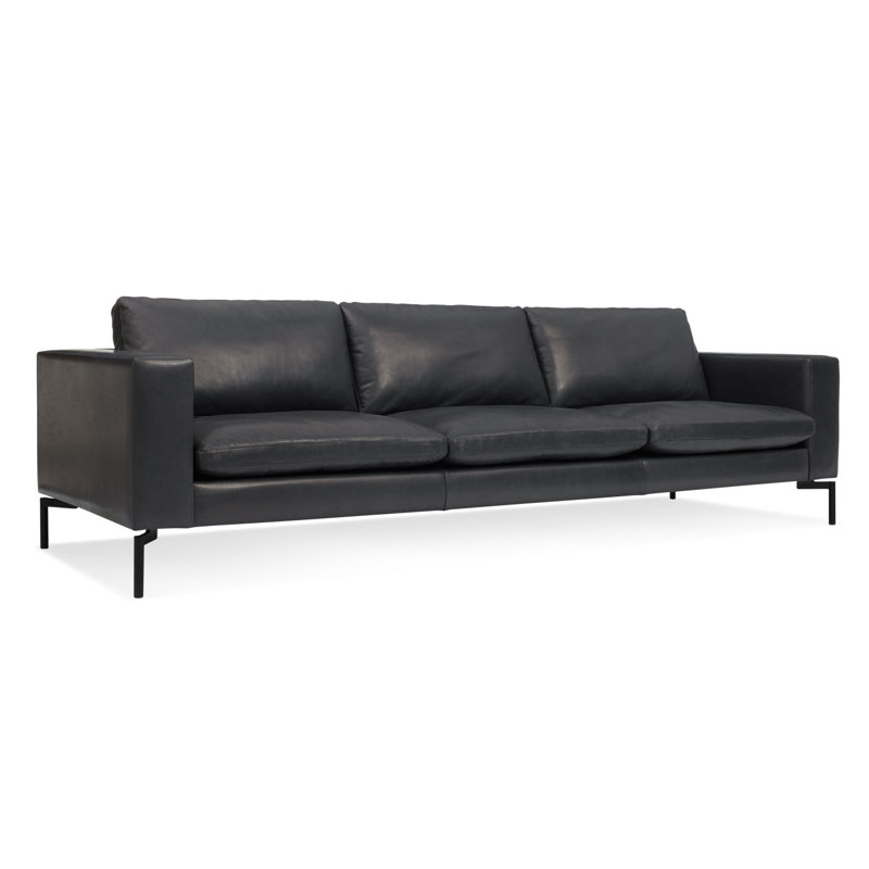 New Standard Sofa, Granite Genuine Leather, 32" H x 104" W x 35" D