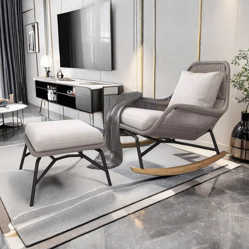 Chaise berçante nordique simple et magnifique, Gris
