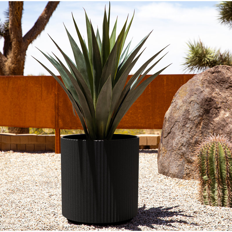 Pot à fleurs rond Demi Series, Noir, 1, H 19,75 po x l 18,5 po x P 18,5 po