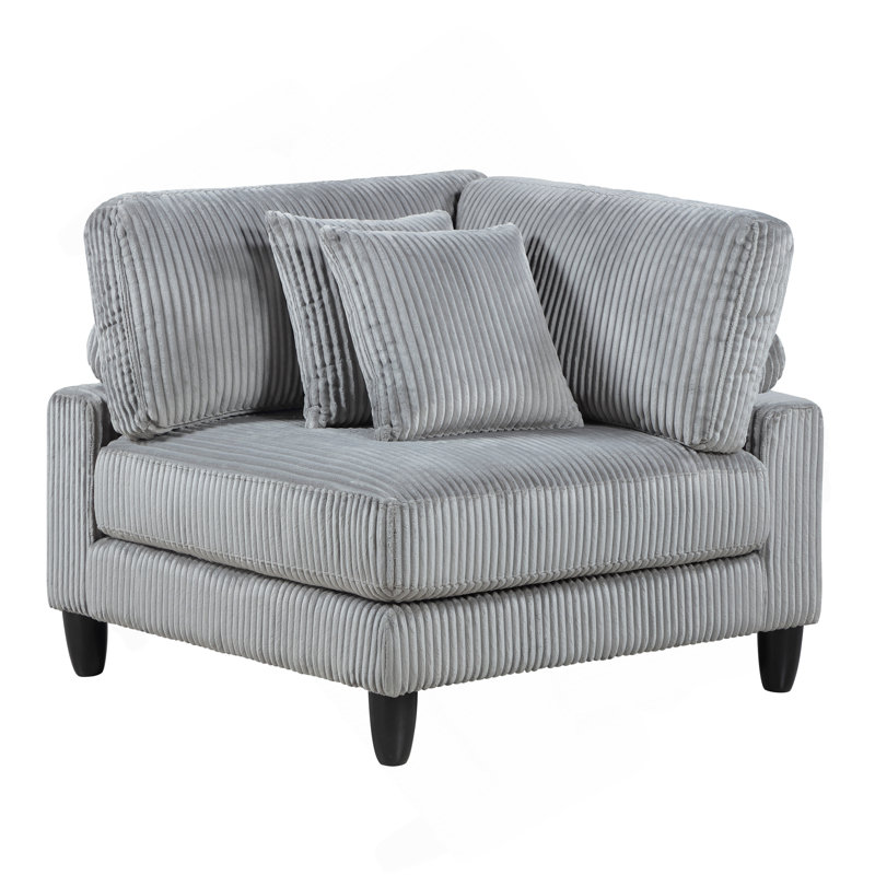 Fauteuil d'angle en velours côtelé gris
