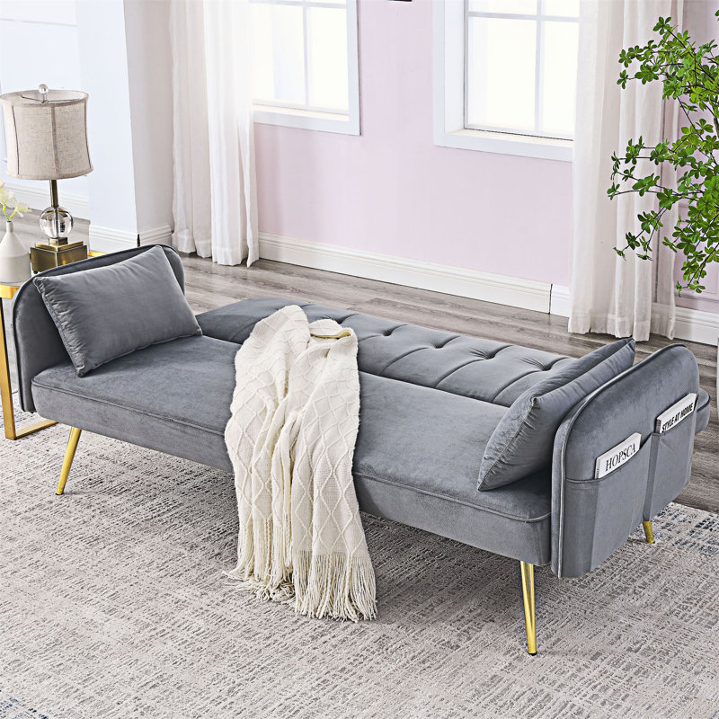 Canapé confortable, canapé-lit confortable, canapé-lit moderne de 72,5 po Comfy, Velours gris