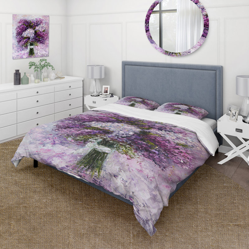 Purple Hyacinth Bouquet - Traditional Duvet Cover Set - Microfiber Polyester, King Duvet Cover + 2 King Shams