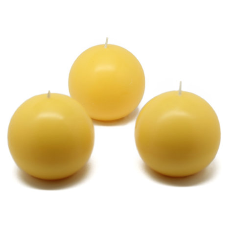 Bougie ronde, Diamètre de 2 po, Ensemble de 12, Jaune