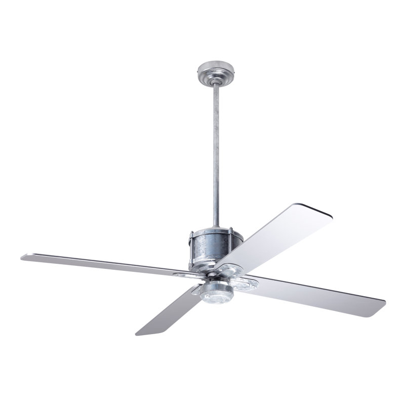 Industry Downrod Ceiling Fan, Remote Control, Silver, Galvanized