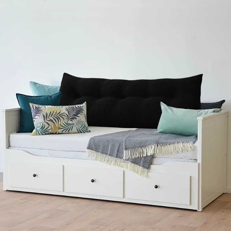Coussin de lecture Sit-up Back Comfort 100% coton velours côtelé, Grand, Noir