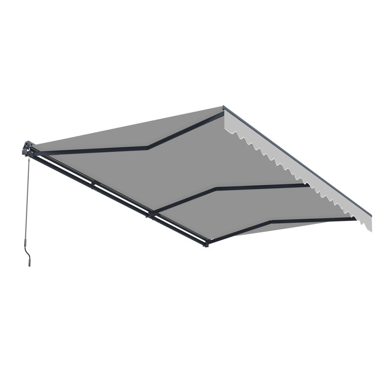Semi-Cassette Motorized Patio Awning with LED Lights - Moroccan Collection , Silver Grey, 20' W x 10' D