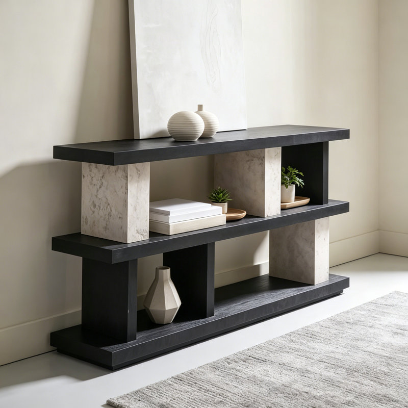 Console de style Wabi-Sabi, 31.5" H x 47.2" W x 13.8" D